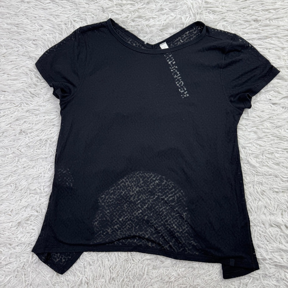 Lululemon Shirt Womens 2 Black Loop Around Tee Lightweight Breathable Yoga Loose